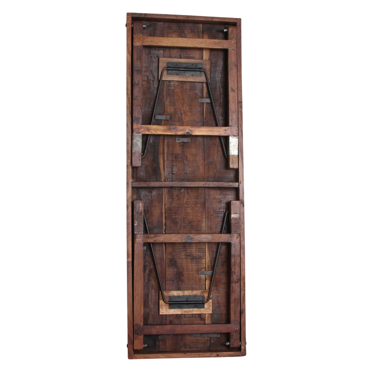 Table à manger pliante en bois recyclé brun patiné – 173x60 cm