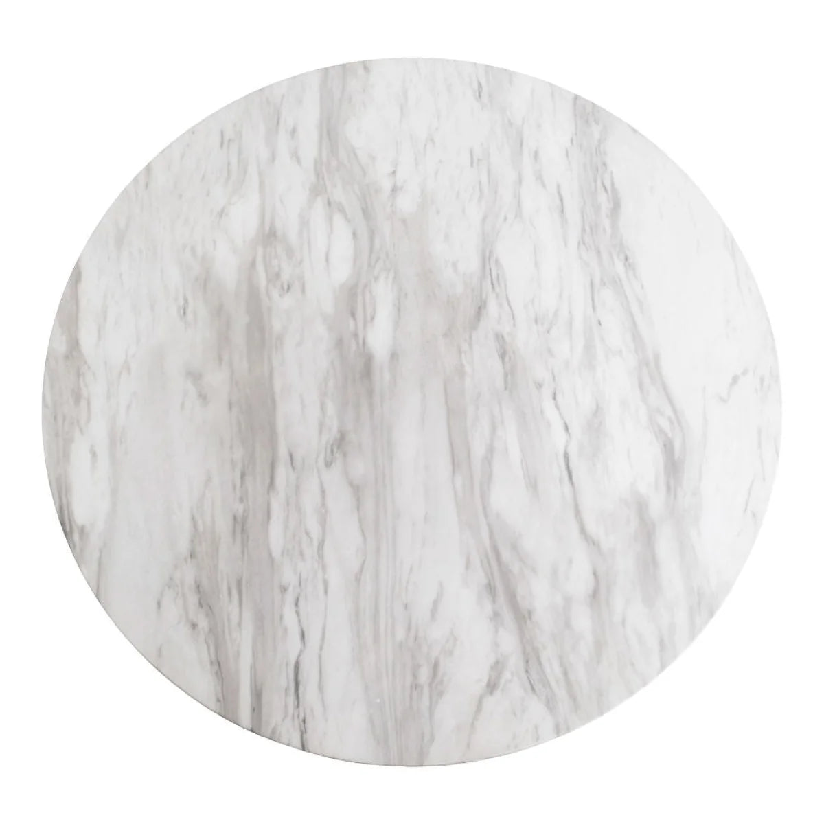 Nappe ronde effet marbre blanc avec pied doré métallique Ø70 cm