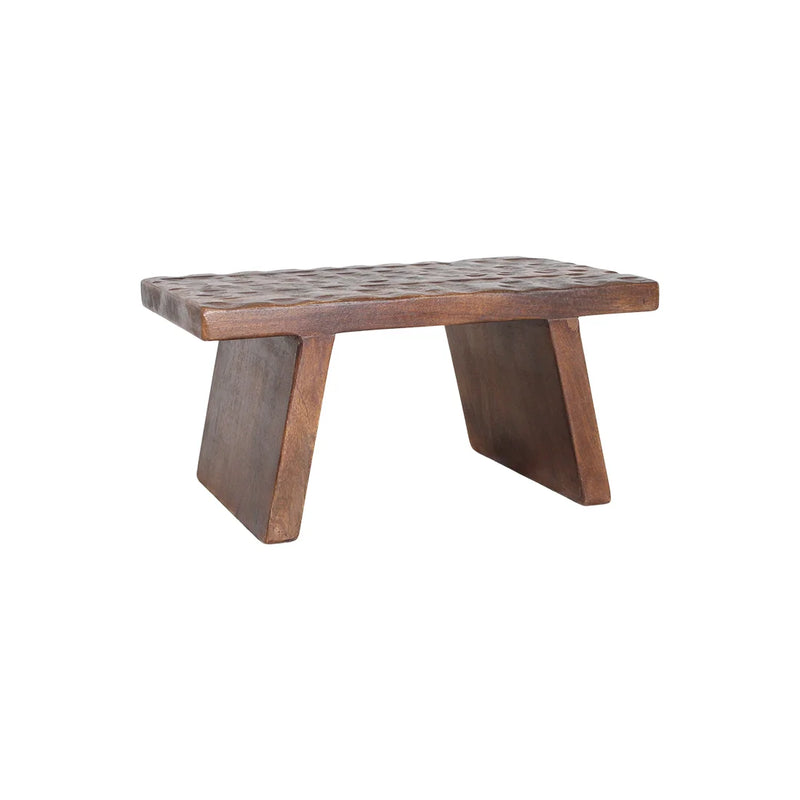 Couchtisch aus Mangoholz mit Schnitzdekor in Dunkelbraun – 40x25 cm