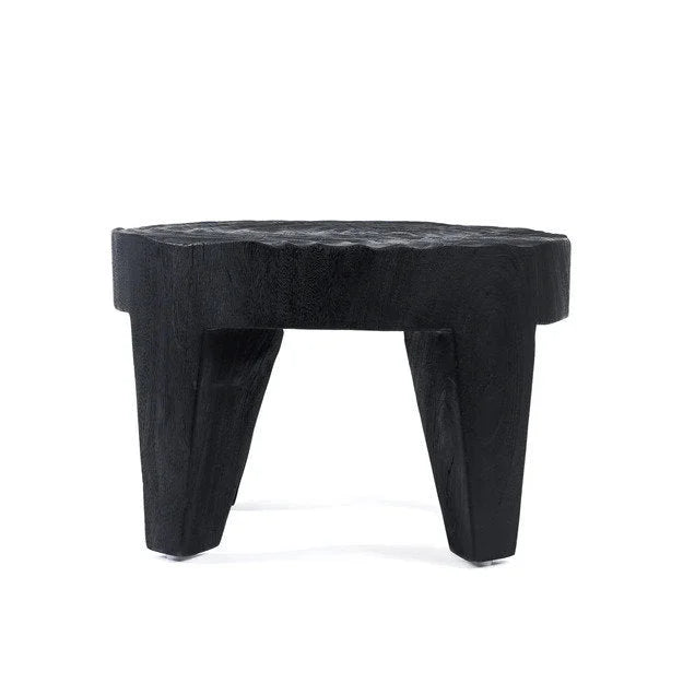 Table basse en bois de suar noir forme organique – 61x61 cm