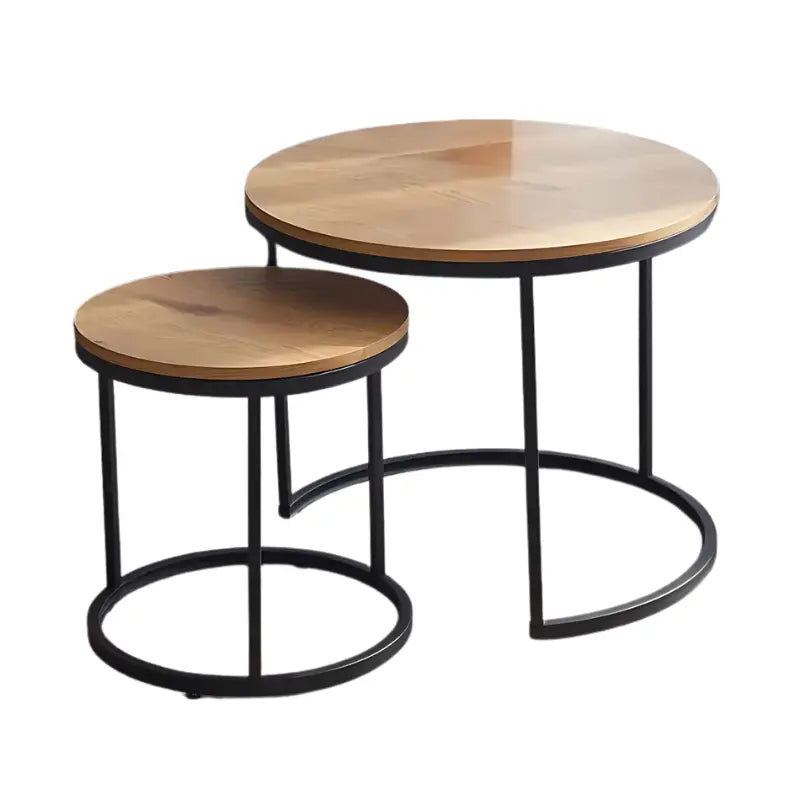 Table basse gigogne ronde en bois et métal