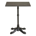 Table bistrot marbre gris effet et piètement fonte noire 60x60 cm