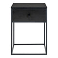 Table de chevet noire moderne en acier et MDF avec tiroir 40x55 cm