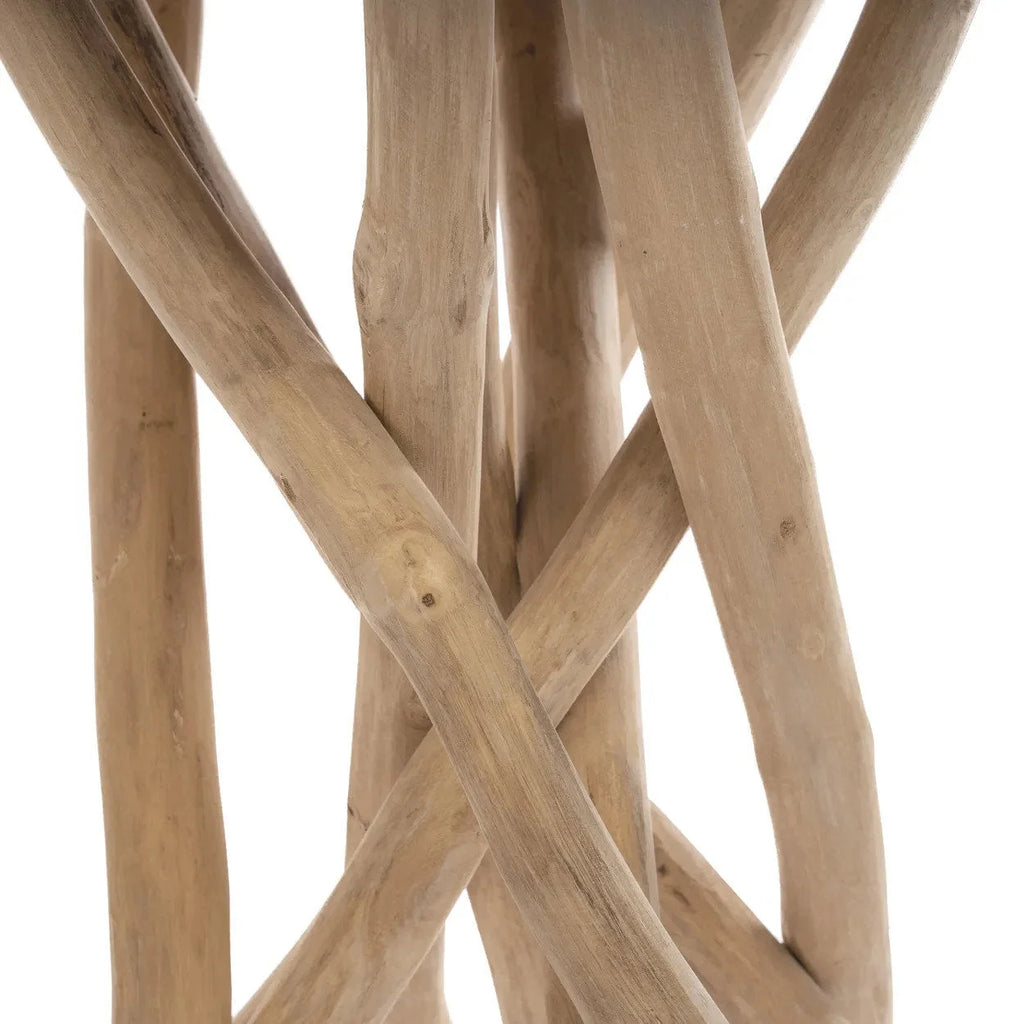 Table d’appoint en bois sculpté – Pieds entrelacés – Ø60 cm