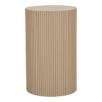 Table d’appoint ronde en MDF gris beige ø30x50 cm à texture cannelée