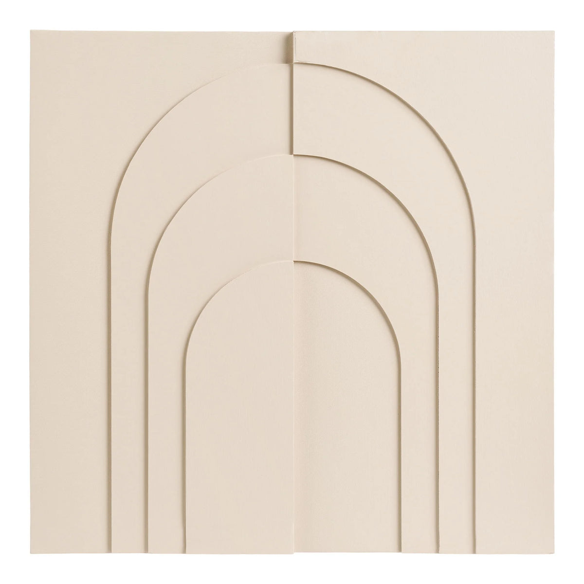 Tableau mural beige en relief avec motifs d’arcs concentriques 60x60 cm