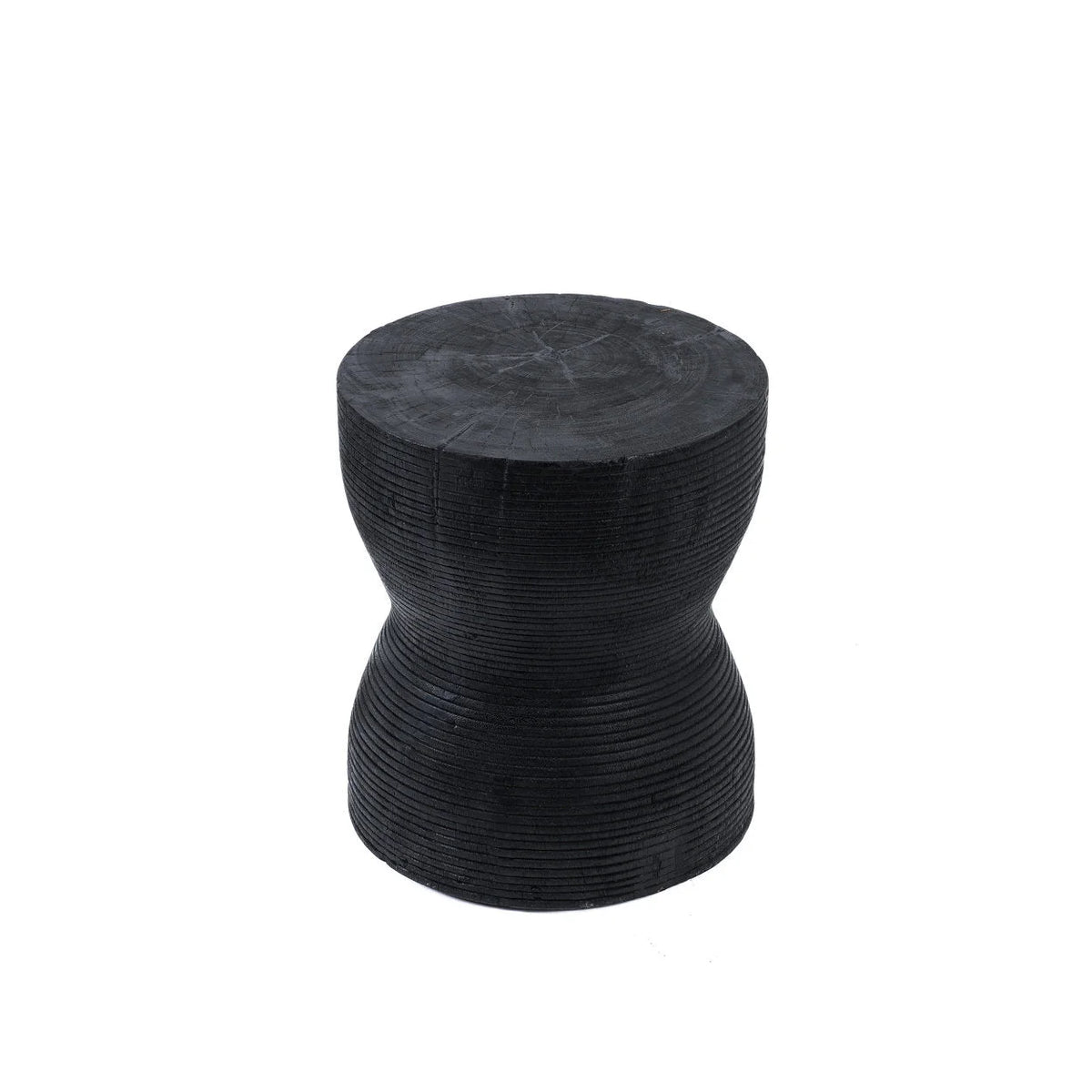 Tabouret en bois de suar noir silhouette sculptée – H45 cm
