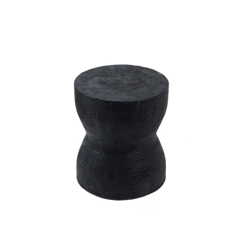 Tabouret en bois de suar noir silhouette sculptée – H45 cm