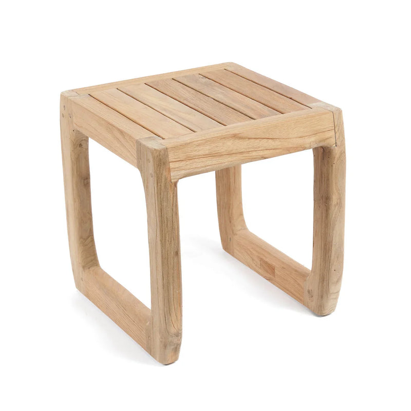 Rechteckiger Outdoor-Hocker aus recyceltem Teakholz Natur – 38x38 cm