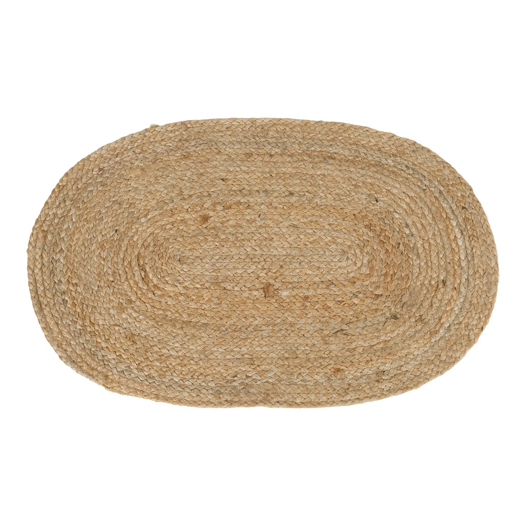 Tapis d’entrée ovale en jute tressée naturelle – 50x80 cm