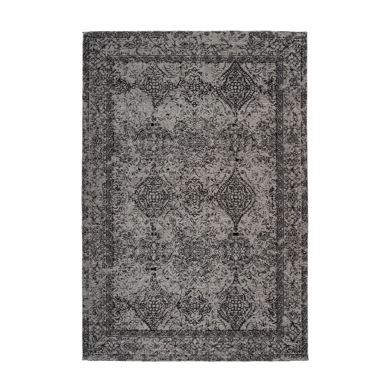 Rechteckiger Teppich im Orient-Stil in Anthrazit im Vintage-Look