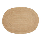 Tapis ovale en jute tressé beige naturel à rayures concentriques, 140x200 cm