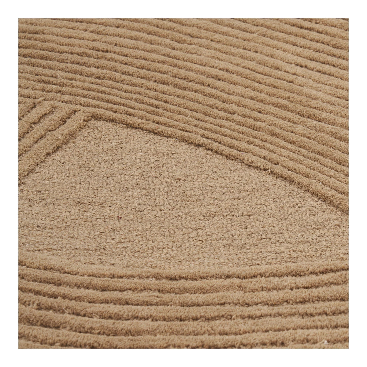 Tapis de bain beige texturé à motifs ondulés en relief, 160x230 cm