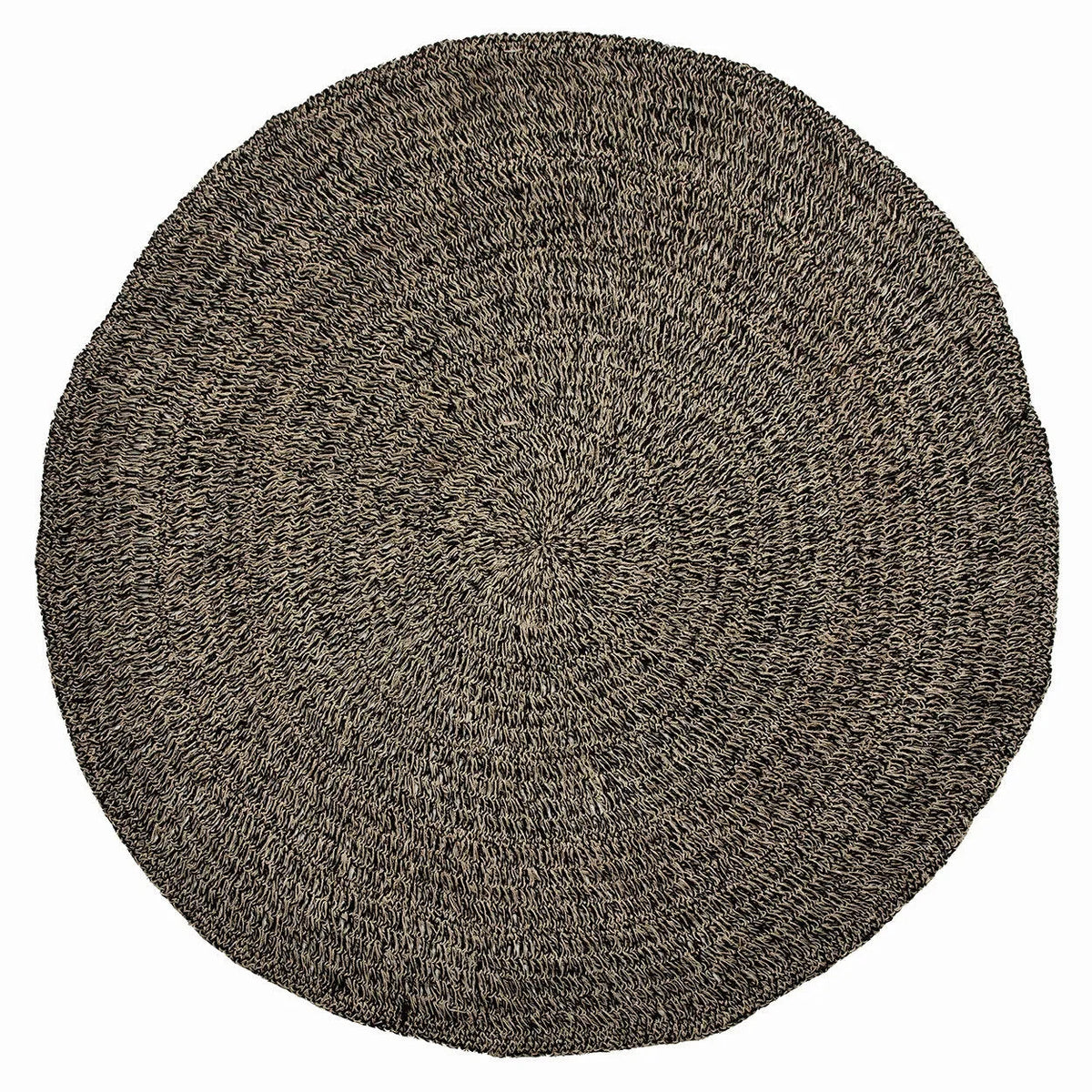 Tapis rond en herbe marine et raphia noir naturel Ø200 cm