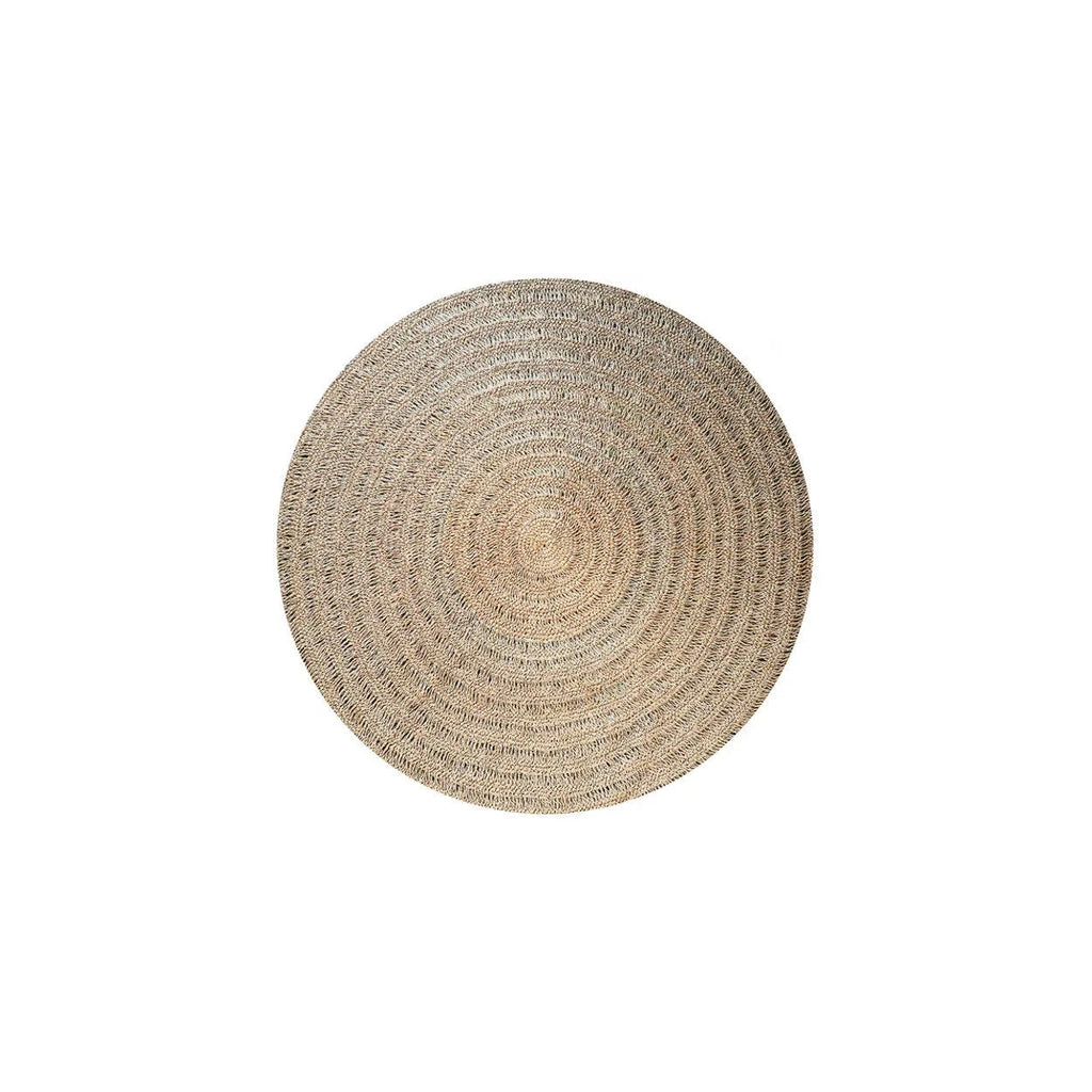 Tapis rond en jonc de mer naturel 100 cm style bohème pour décoration intérieure