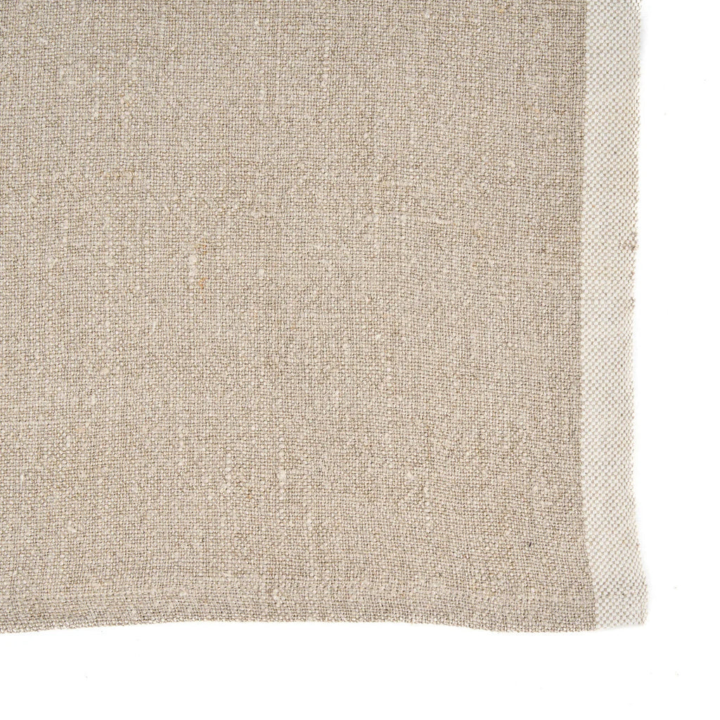 Torchon en lin naturel beige motif poisson écru texturé