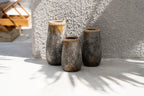 Vase cylindrique en terre cuite gris antique avec détail en raphia – H31 cm