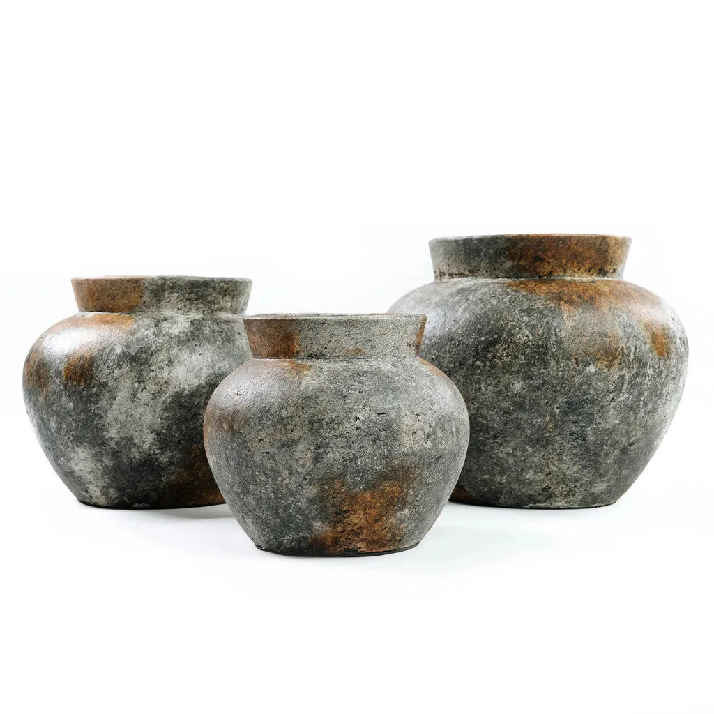 Vase décoratif en terre cuite gris antique – H23 cm