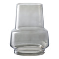 Vase en verre gris fumé translucide, design épuré à étages, H19 cm
