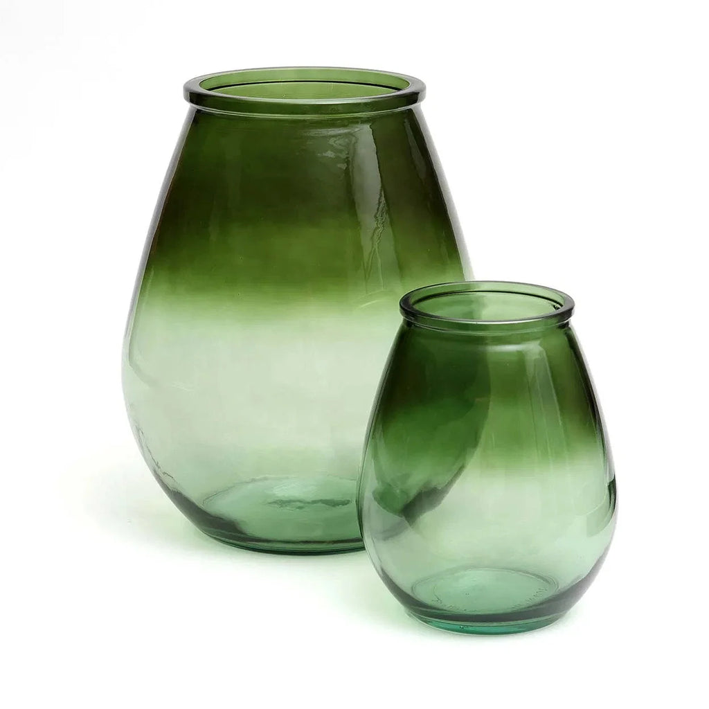 Vase décoratif en verre recyclé vert texturé H35 cm