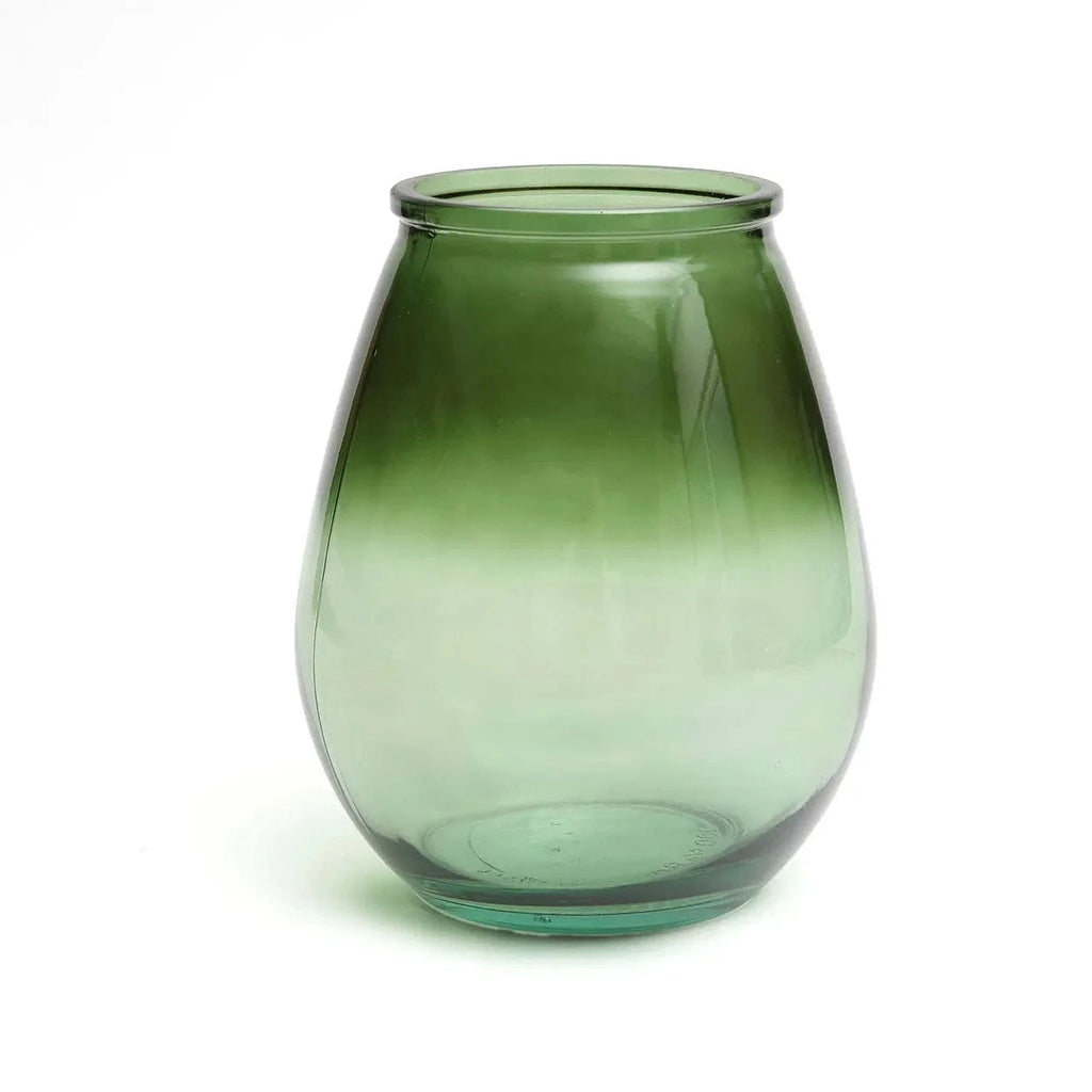 Vase ovale en verre recyclé vert effet dégradé, H23 cm