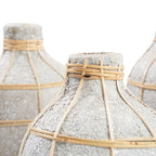 Vase rond en terre cuite et rotin 19 cm béton naturel