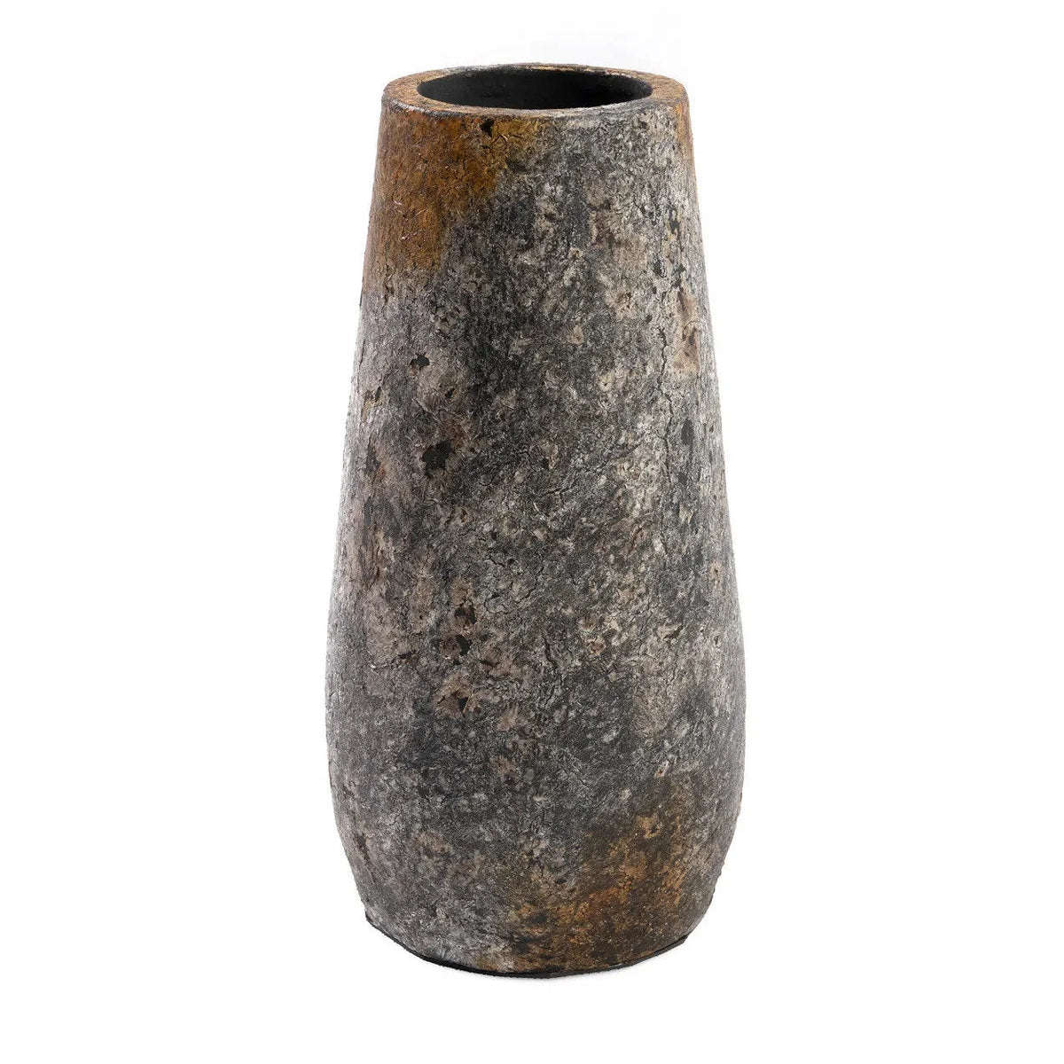 Vase en terre cuite gris antique 31 cm étroit décoratif