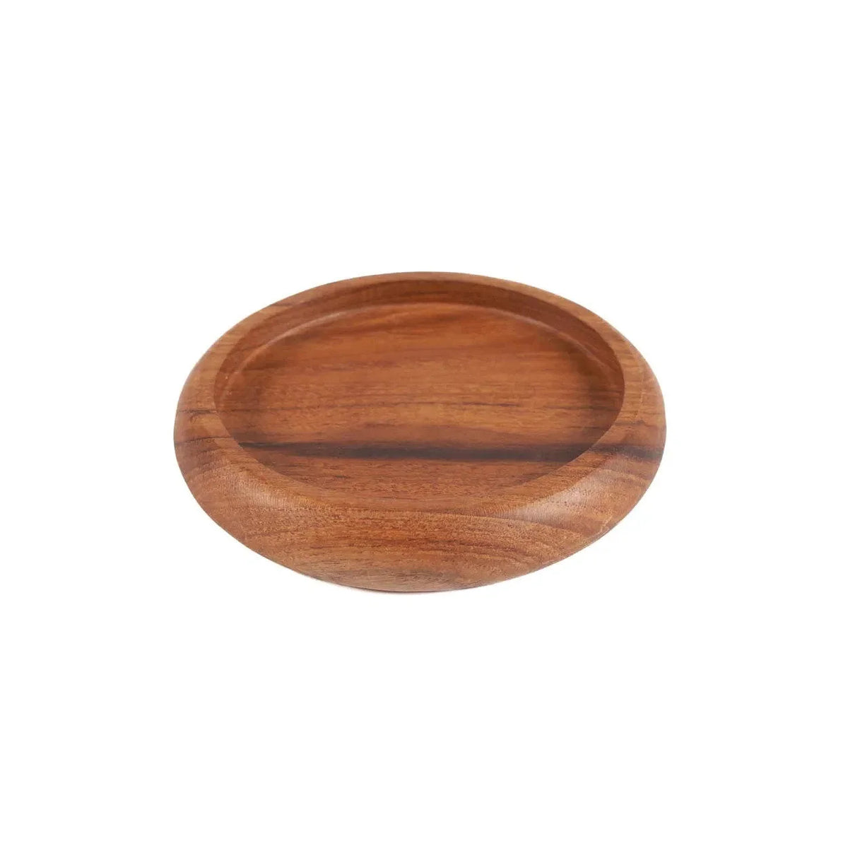 Sous-verre en bois de teck ovale à grain naturel et tons chauds